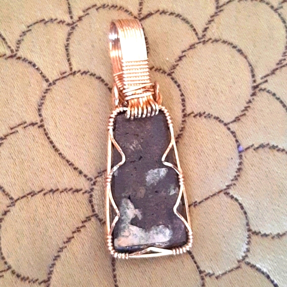 Genuine Obsidian Stone Druzy Pendant.